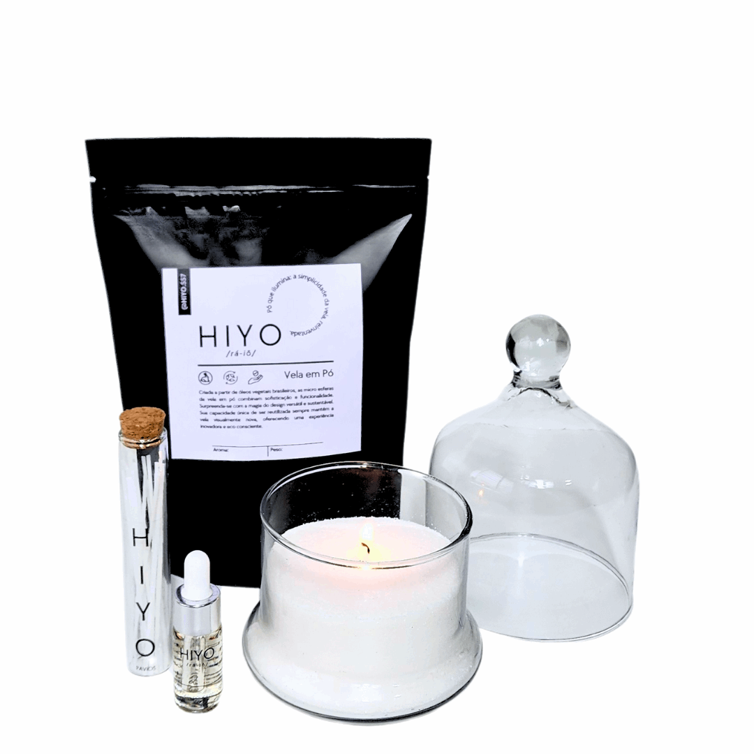 Kit Vela em Pó + Recipiente + Cúpula + Essência Concentrada + Pavios