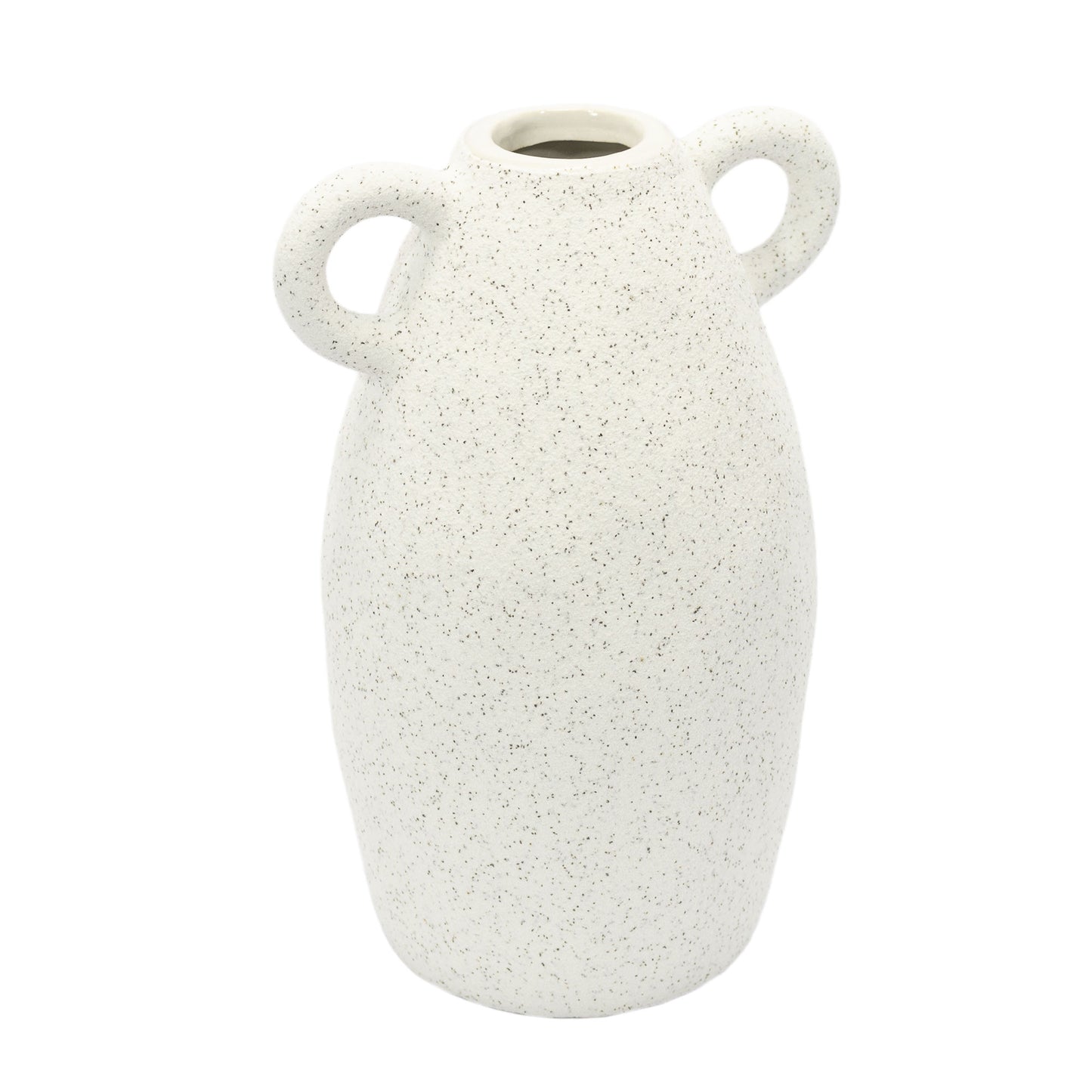 Vaso Armut N.02 com Alças em Cerâmica Branco Texturizado