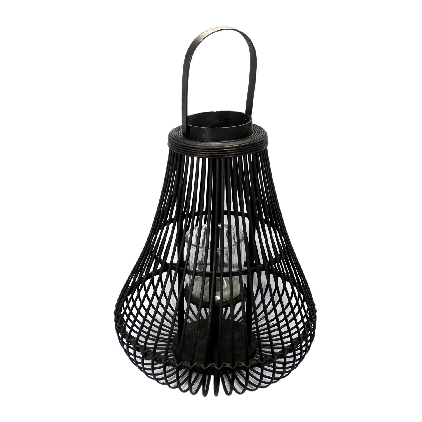 Lanterna Palta em Rattan, Bambu e Vidro - G