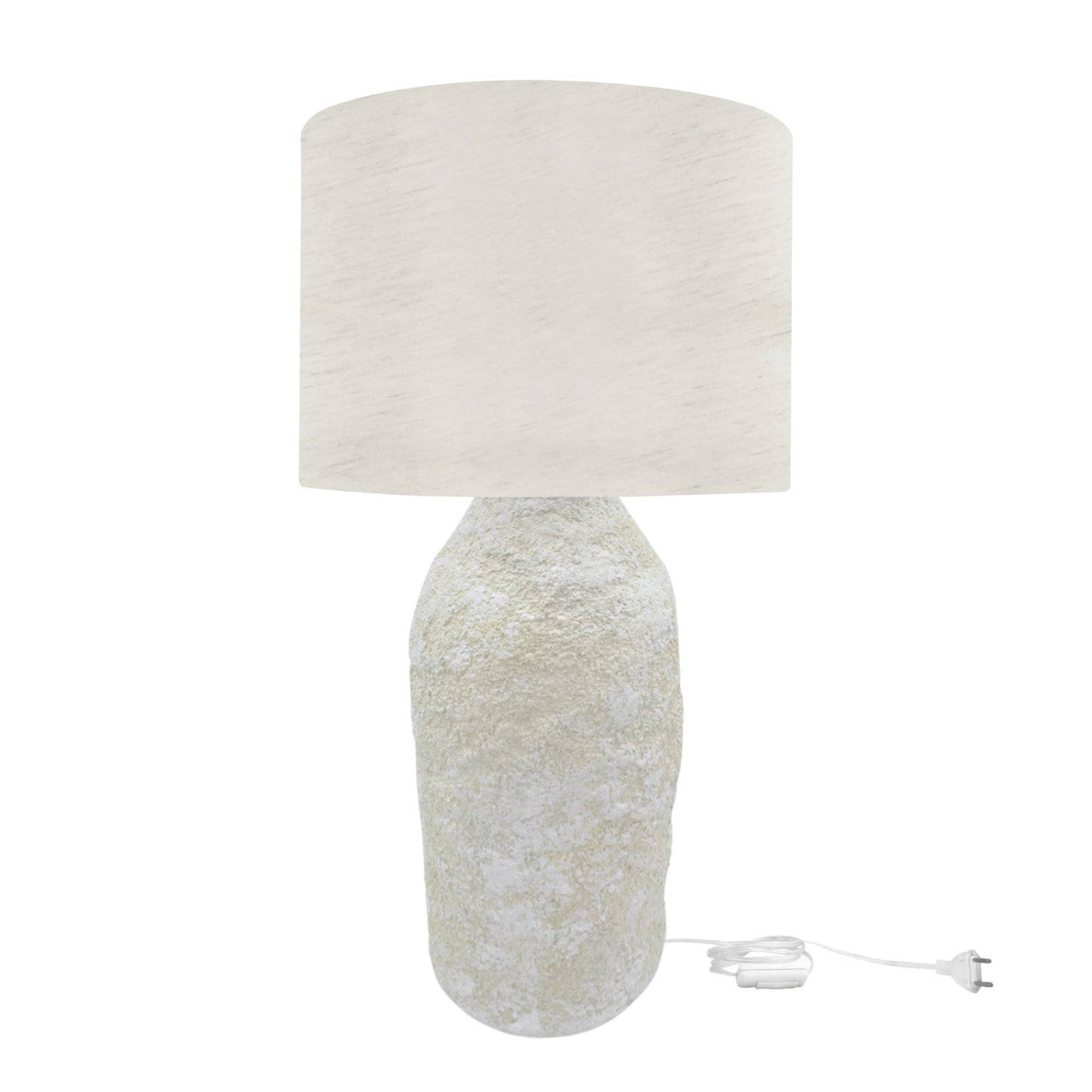 Luminária decorativa Medi G da Hiyo em cerâmica amêndoa, peça artesanal para luz ambiente acolhedora