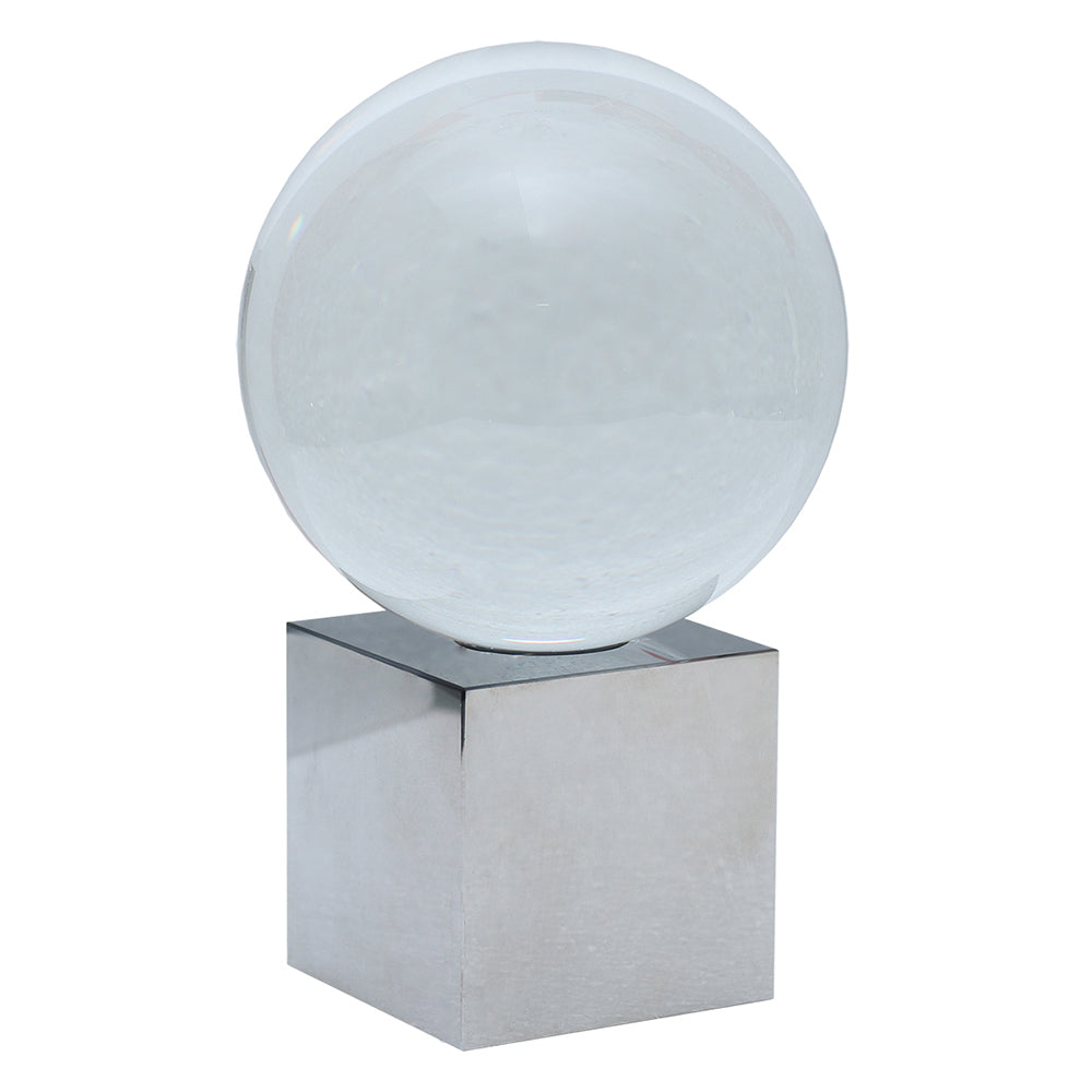 Conjunto Esculturas Esféricas de Cristal Prata - 2 peças