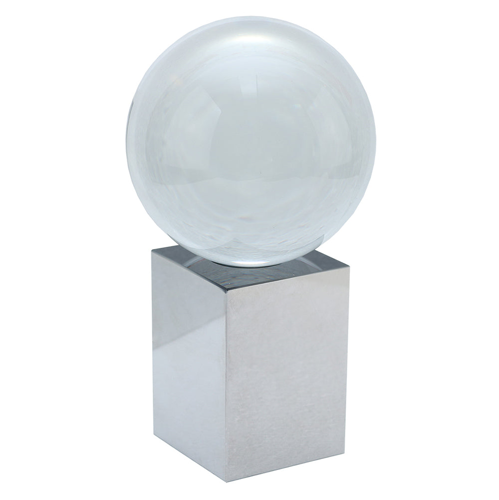 Conjunto Esculturas Esféricas de Cristal Prata - 2 peças