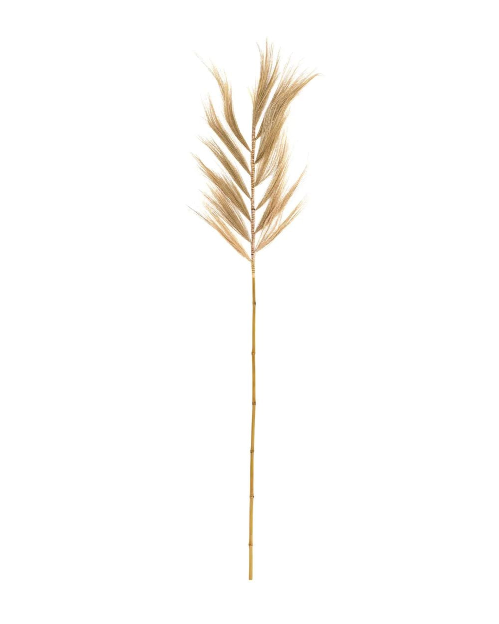Folha Decorativa em Fibra Natural com Haste de Bambu