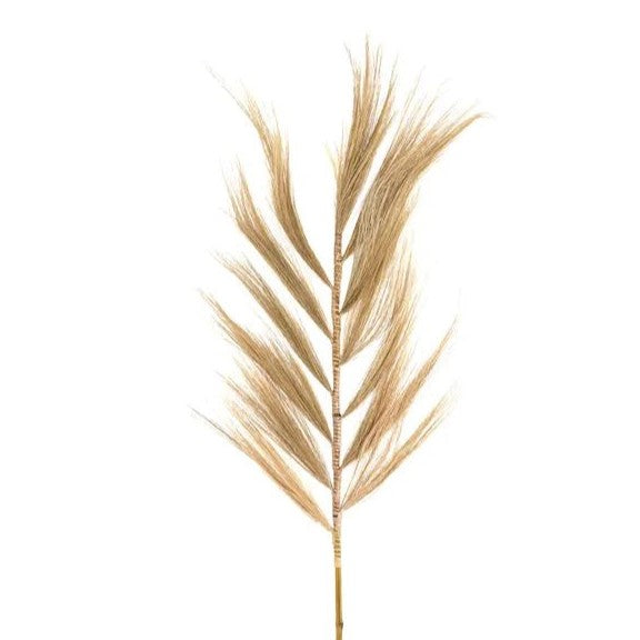 Folha Decorativa em Fibra Natural com Haste de Bambu
