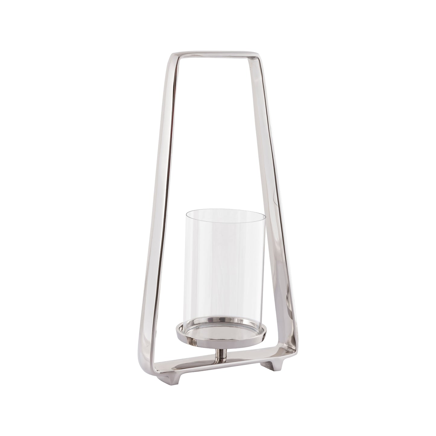 Lanterna de Metal Prata Minimalista com Vidro G