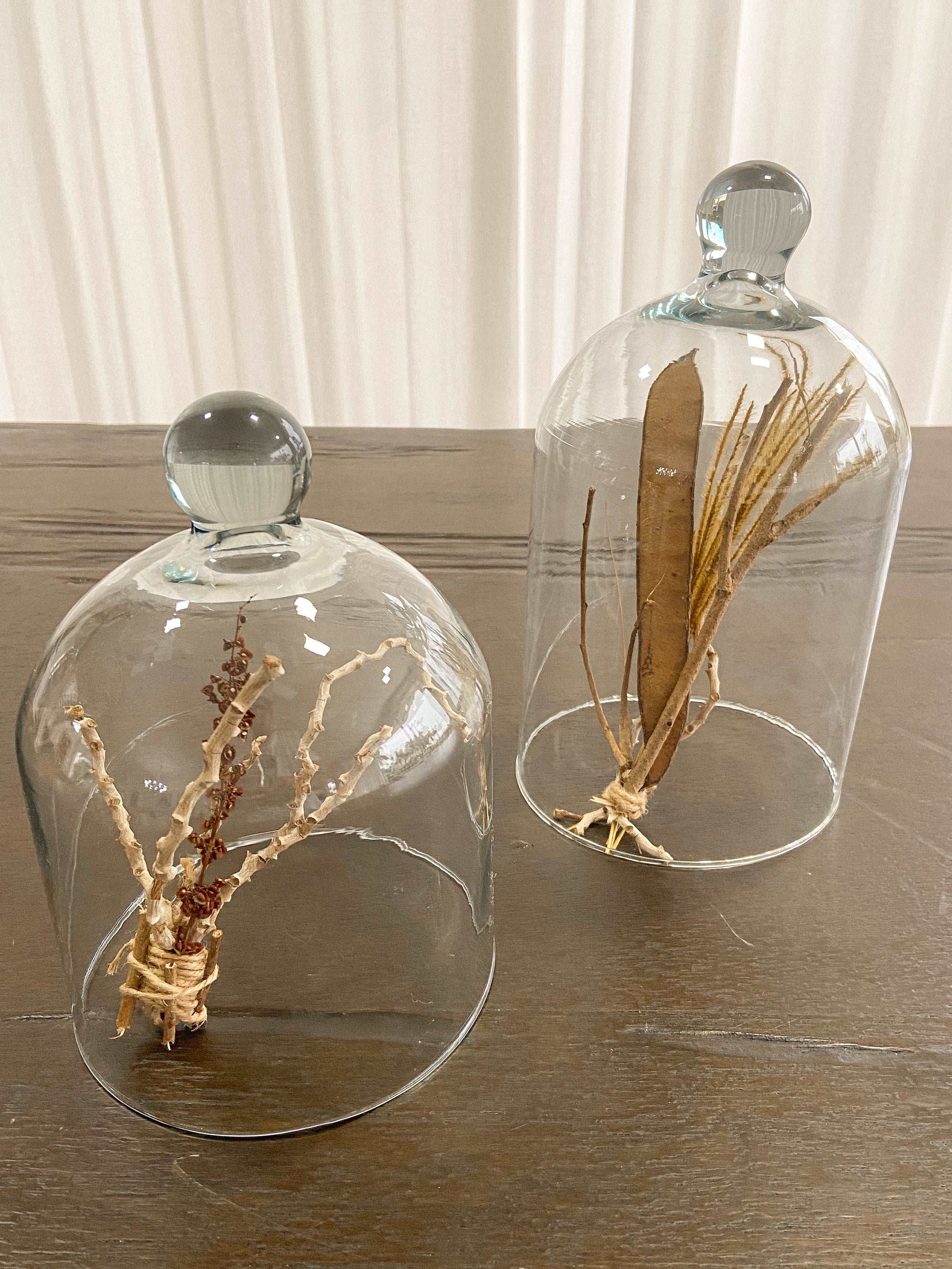 Redoma de Vidro Cúpula com Puxador 20cm e 25cm