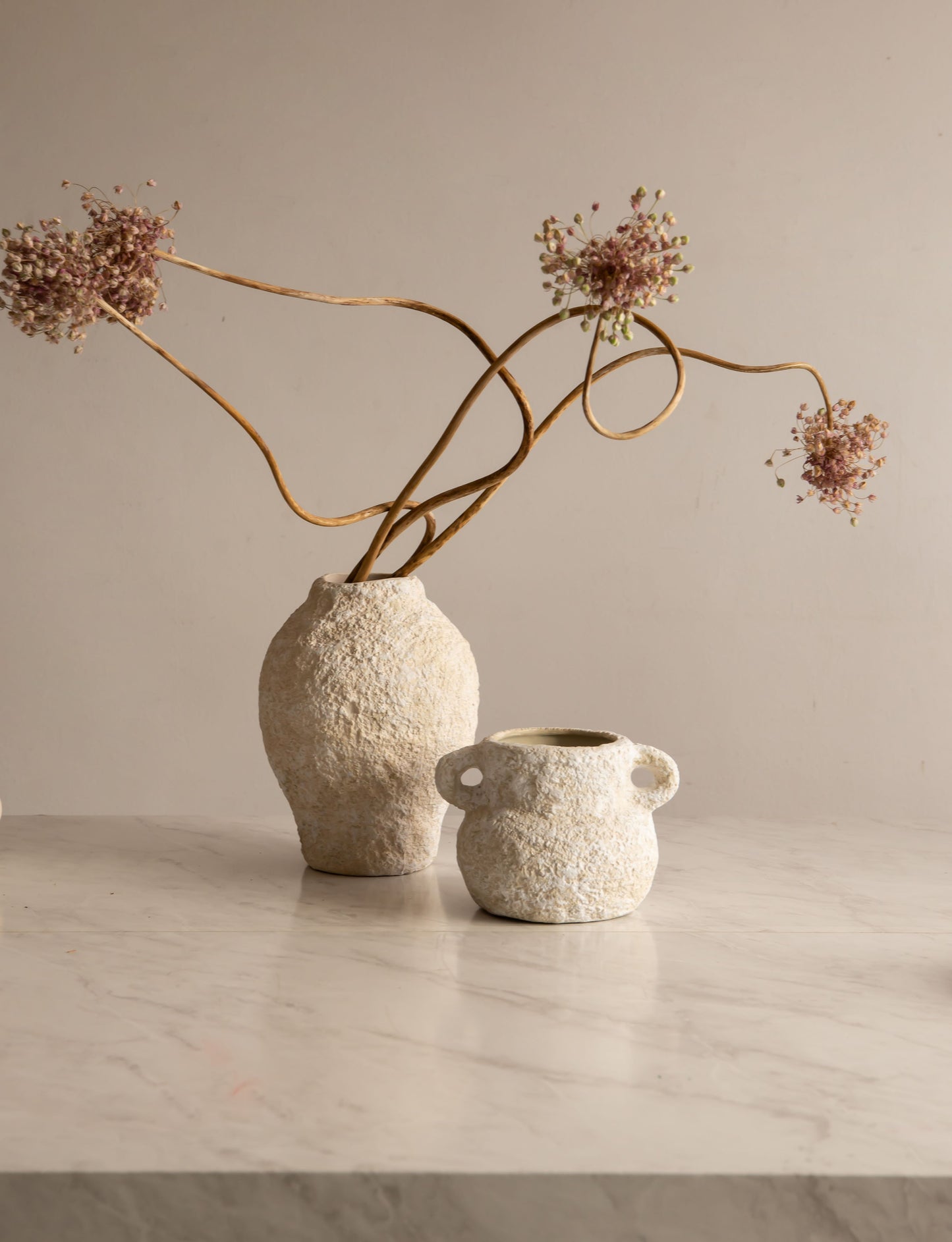 Vaso com Alças P Orgânico Textura de Pedra - Coleção Chert