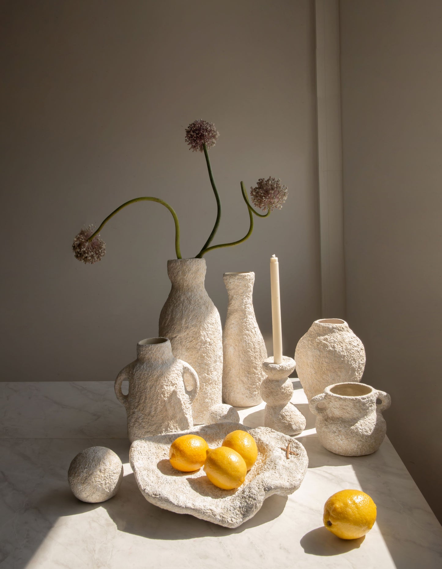 Vaso com Alças P Orgânico Textura de Pedra - Coleção Chert