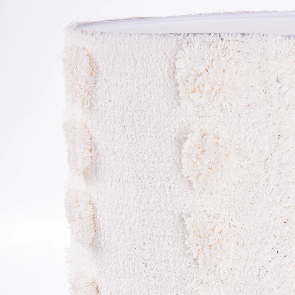 Abajour Mono Chrome Orgânico Off-White com Cúpula em Tapeçaria