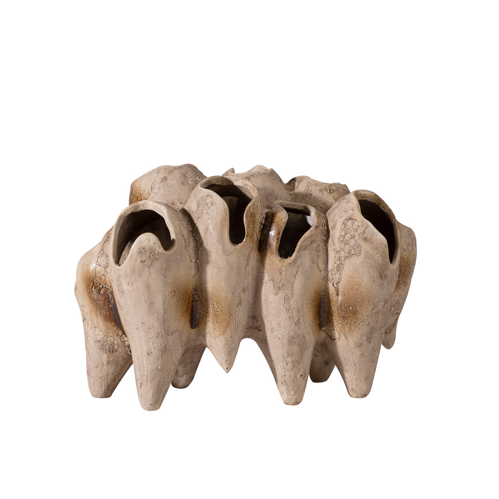 Vaso Escultura em Cerâmica Vulcano Marrom
