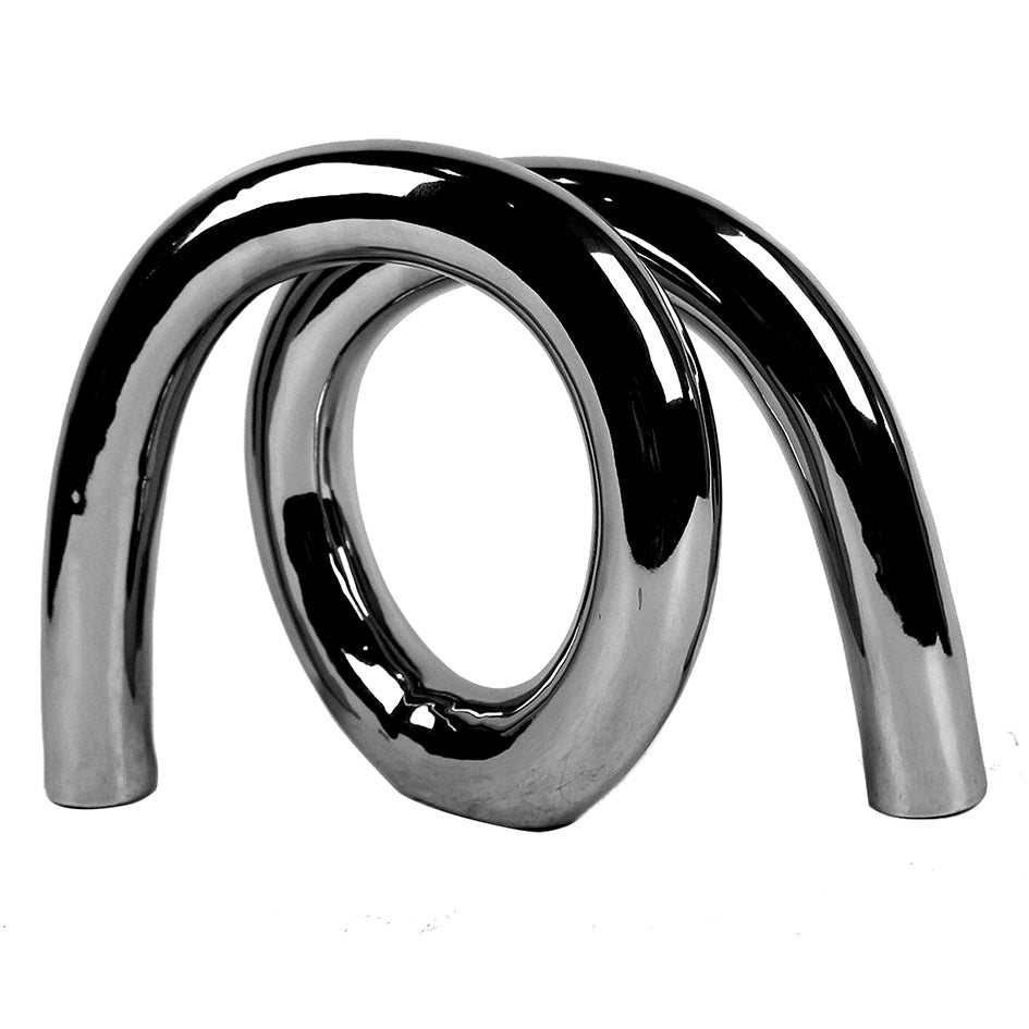 Escultura Metalizada Prata Ônix Torção G