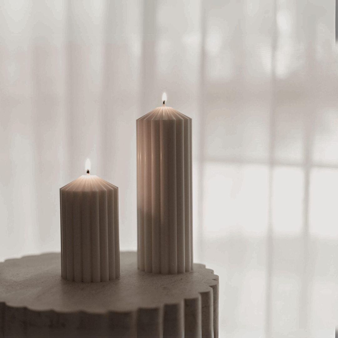 Kit Velas Decorativa mini Pilar Canelado