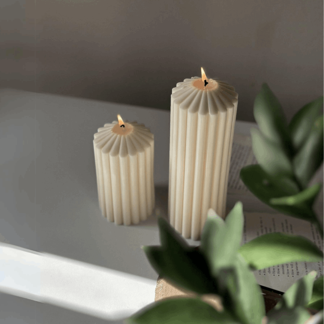 Kit Velas Decorativa mini Pilar Canelado