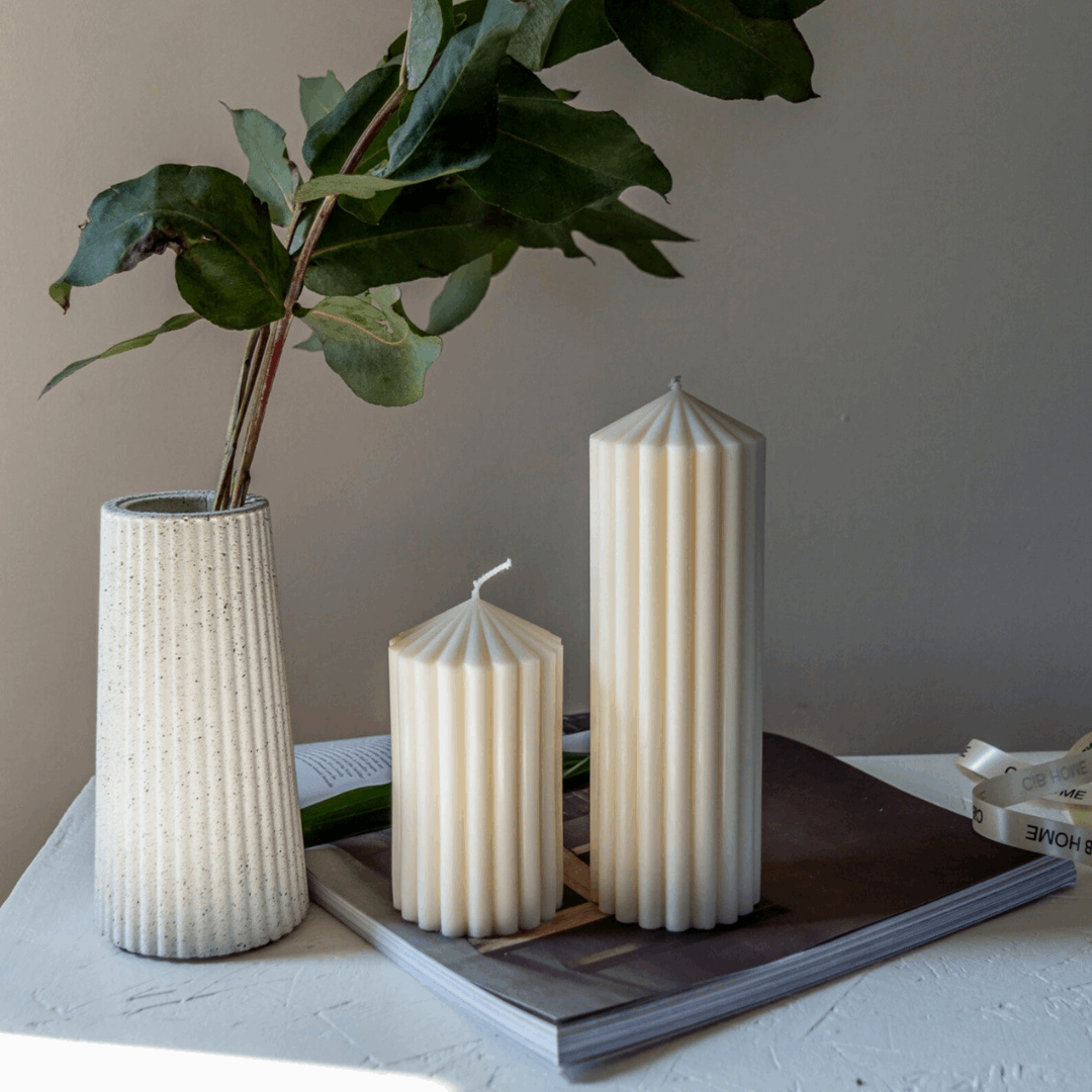Kit Velas Decorativa mini Pilar Canelado