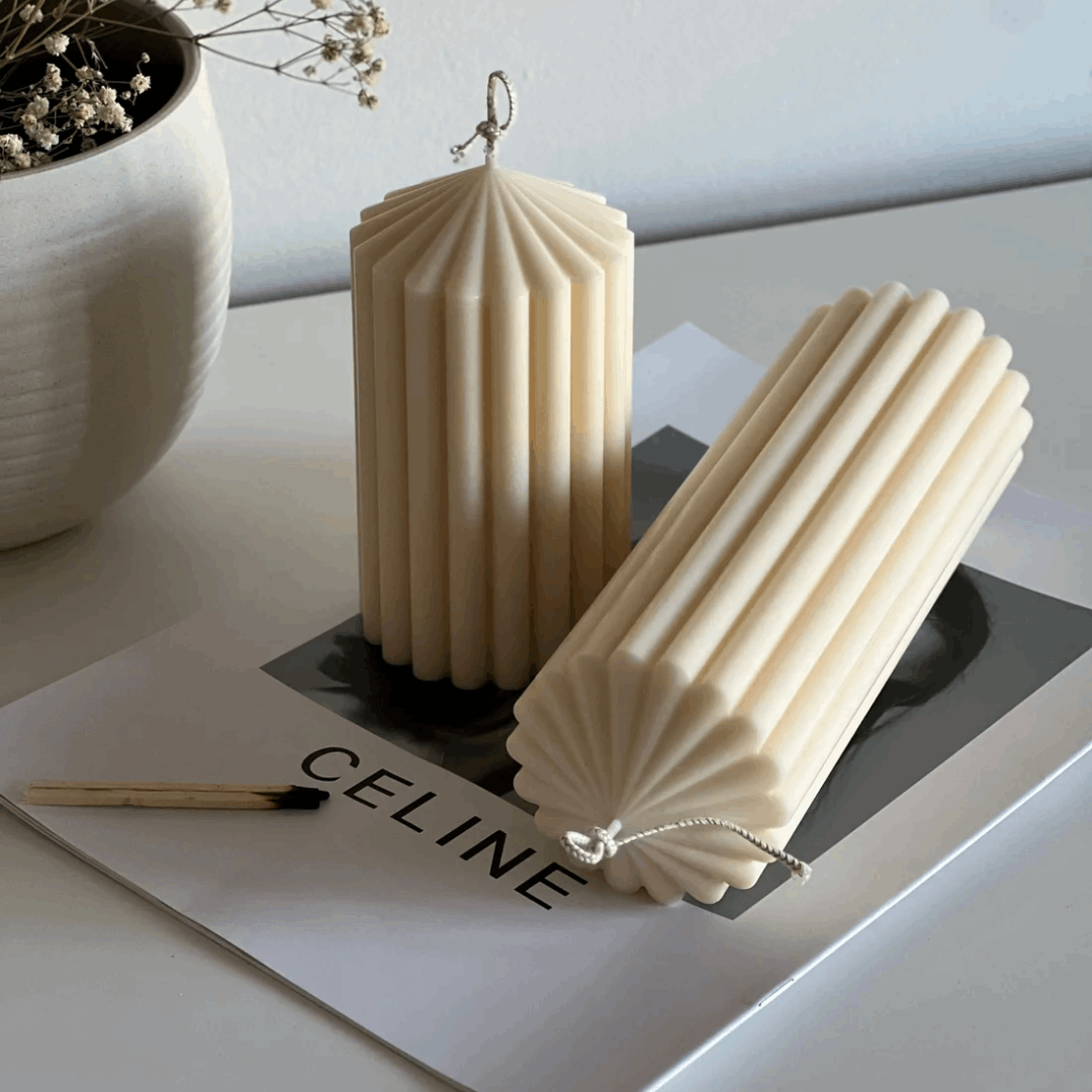 Kit Velas Decorativa mini Pilar Canelado
