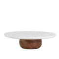 Centro de Mesa Decorativo Tundra em Mármore Branco e Madeira Escura