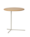 Mesa de Apoio Elipse em Madeira Nogueira e Metal Off White Fosco