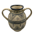 Vaso Decorativo Líbia em Cerâmica com Desenhos em Preto Bereberê e com Alças
