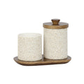 Conjunto Lavabo Grit com Textura Areia e Tampa em Madeira - 2pcs
