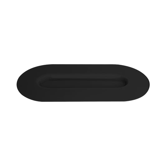 Centro de mesa decorativo oval da Hiyo em vidro preto, peça de design para mesa posta