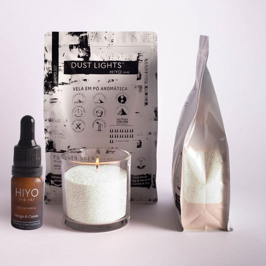Kit 1: Vela em Pó Aromática P (500g) + Essência Concentrada + Pavios