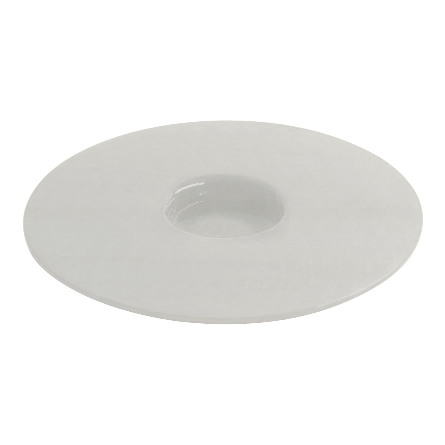 Centro de mesa decorativo redondo da Hiyo em vidro off-white, peça de design para mesa posta