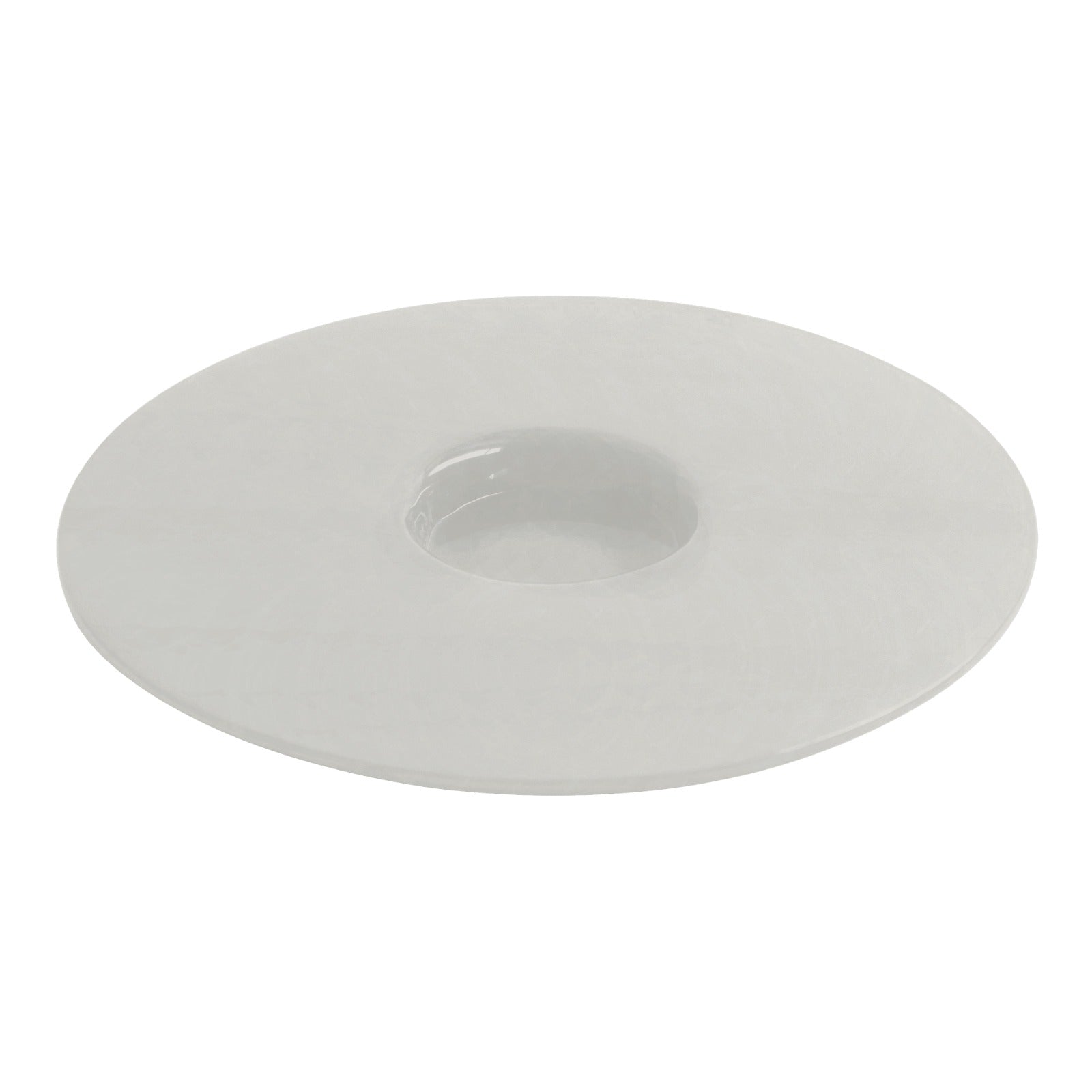 Centro de mesa decorativo redondo da Hiyo em vidro off-white, peça de design para mesa posta