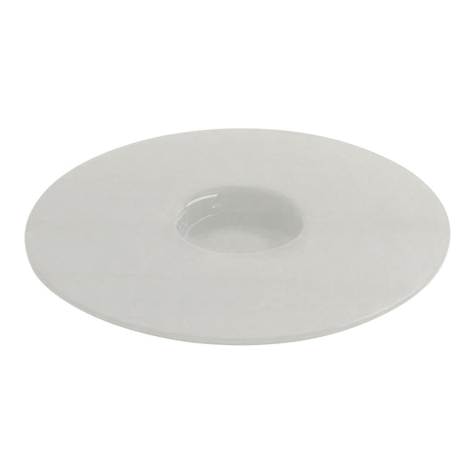 Centro de mesa decorativo redondo da Hiyo em vidro off-white, peça de design para mesa posta