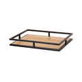 Bandeja Metal Preto e Base em Madeira - P