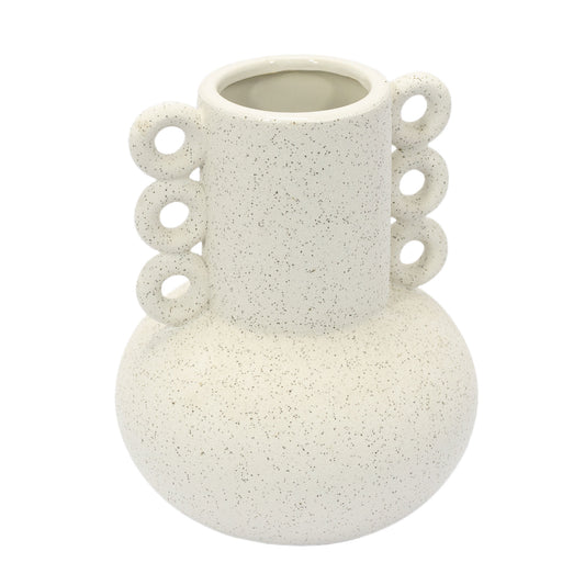 Vaso Halebent com Alças em Cerâmica Branco Texturizado