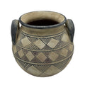 Vaso Decorativo Mali em Cerâmica com Desenhos em Preto Bojudo e com Alças