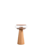 Mesa de Apoio Radial em Madeira Natural e Vidro N.02
