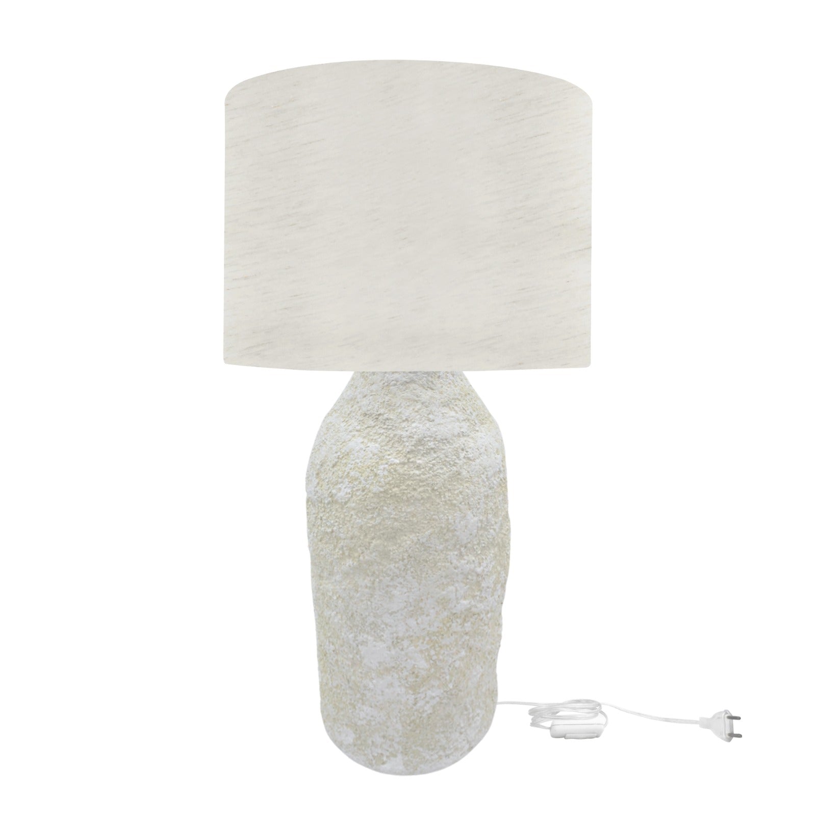 Luminária decorativa Medi G da Hiyo em cerâmica amêndoa, peça artesanal para luz ambiente acolhedora