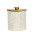 Pote Decorativo Grit com Textura Areia e Tampa em Madeira - G