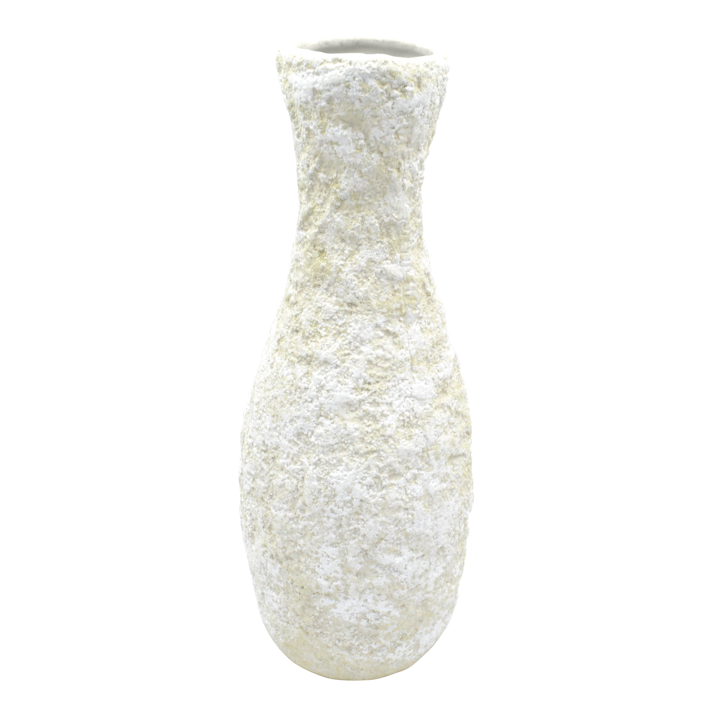 Vaso decorativo médio da Hiyo em cerâmica branca com acabamento orgânico, da coleção Mediterrâneo Chert, fotografado em fundo neutro
