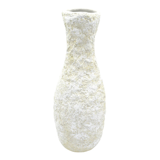 Vaso decorativo Mediterrâneo G da Hiyo em cerâmica branca da coleção Chert, packshot em fundo neutro