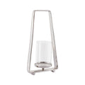Lanterna de Metal Prata Minimalista com Vidro G