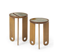 Mesa Lateral em Madeira e Pedra Blue Roma - G
