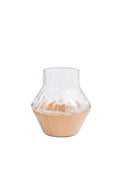Vaso Decorativo Fusion Trapezio em Madeira Imbuia e Cristal Martelado