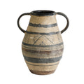 Vaso Decorativo Marrocos em Cerâmica com Desenhos em Preto Bereberê e com Alças