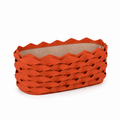 Cesto Decorativo Gomos em Couro Terracota com Linho - G