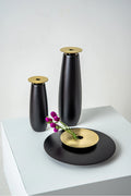 Vaso Decorativo Peixe em Disco de Pedra Sabão e Detalhe em Dourado
