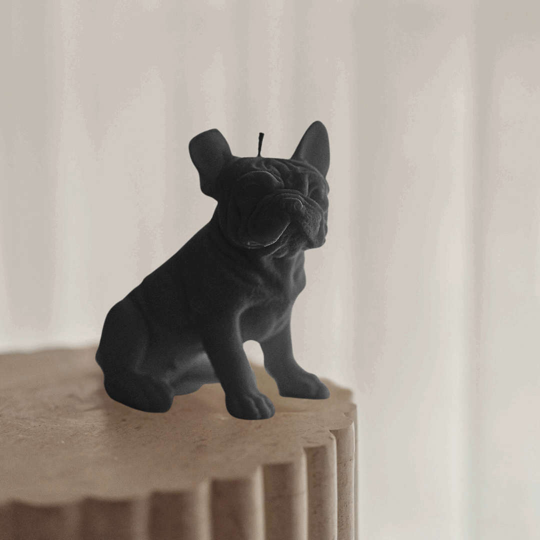 Vela decorativa Branca Bulldog Francês