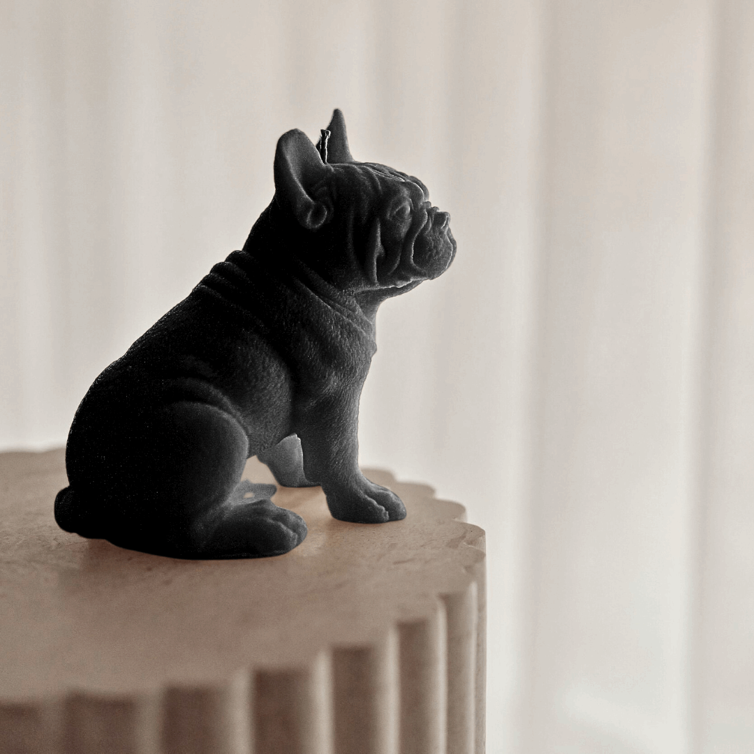 Vela decorativa Branca Bulldog Francês