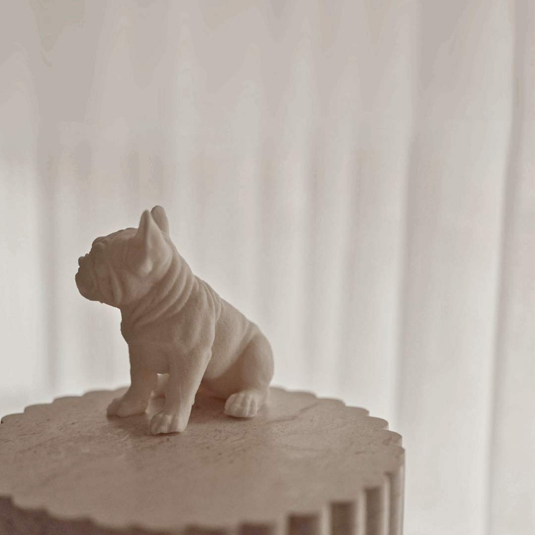 Vela decorativa Branca Bulldog Francês